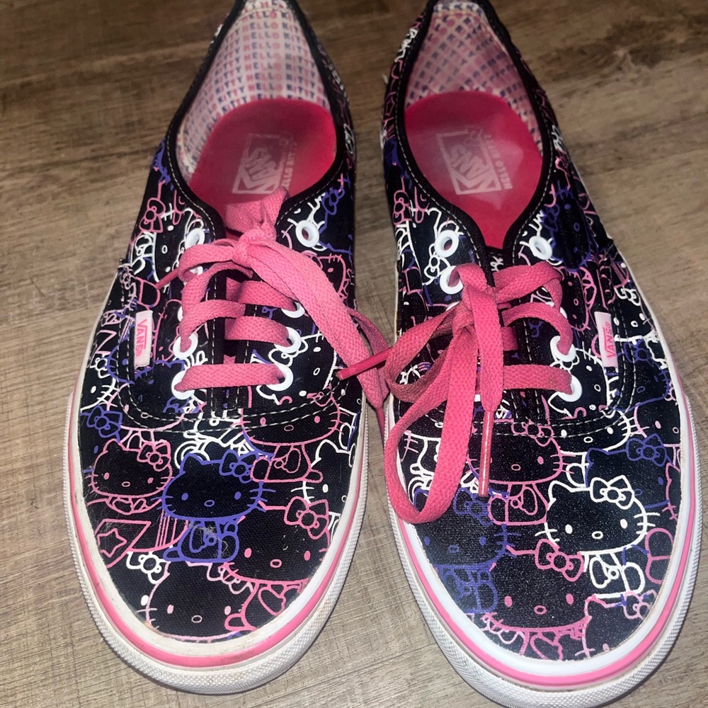 Hello Kitty Vans Black Sneakers with Pink and Purple